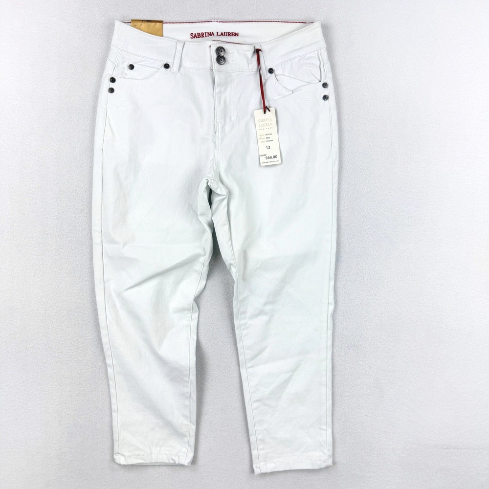 Sabrina Lauren Perfect Fit Ultra Stretch Pants Size‎ 12 Womens White NWT